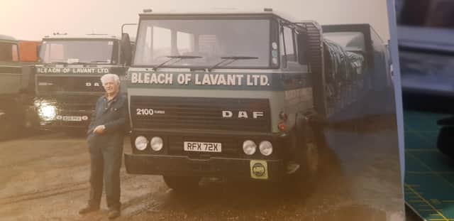 Dennis Puttick with his Bleach of Lavant truck SUS-210729-084707001