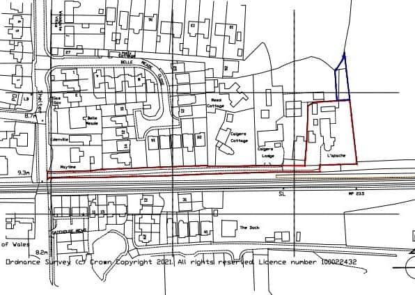 Location plan for two new homes next to L’Apache, Westergate Street, Woodgate