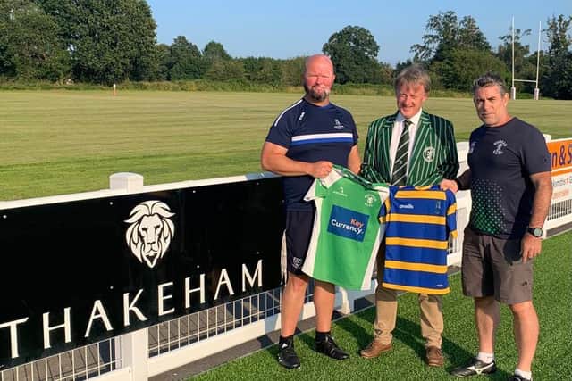 Left to right: Glen Jones, head of rugby at Collyer’s; Richard Ordidge, vice-chairman and commercial manager at Horsham Rugby Club; and Nick Stocker, director of rugby at Horsham Rugby Club.