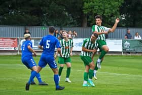 Chichester City in pre-season friendly action last week v Chritchurch - they won on penalties after a 1-1 draw. But Basingstoke were too strong for them at the weekend / Picture: Neil Holmes
