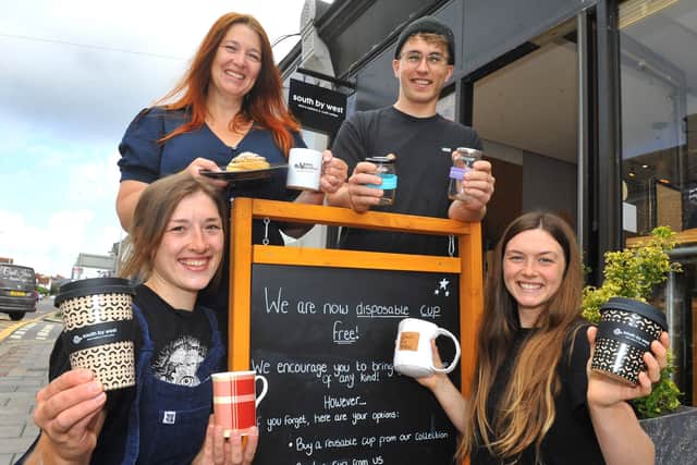 Staff outside the coffee shop in West Worthing. Picture: Steve Robards