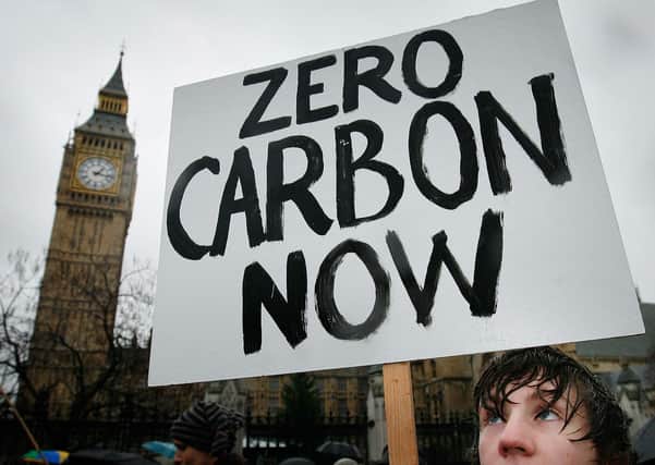 A climate change protestor near Parliament  (Photo by Peter Macdiarmid/Getty Images)