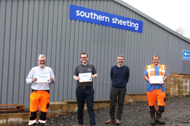 From left: Southern Sheeting yard supervisor Gary Brehme, sales manager Dan Hill, managing director Tony Hobbs and yard operative Craig Vatcher
