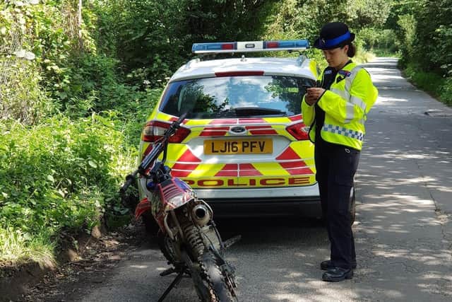 Sussex Police seized a number of off-road bikes in Hailsham. Picture from Sussex Police. SUS-210508-143241001
