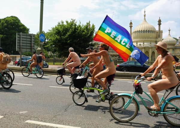 A previous naked bike ride event. Photo by Chloe Solomons