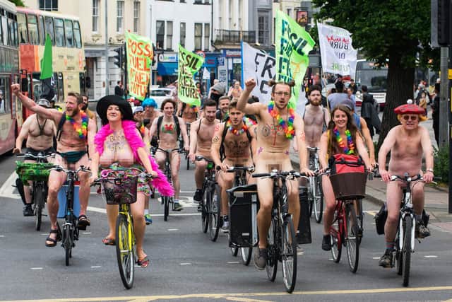 A previous naked bike ride event. Photo by Graham Brown