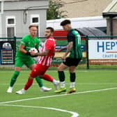 Action from the 2-2 draw in the extra preliminary round of the FA Cup between Steyning and Pagham / Picture: Roger Smith