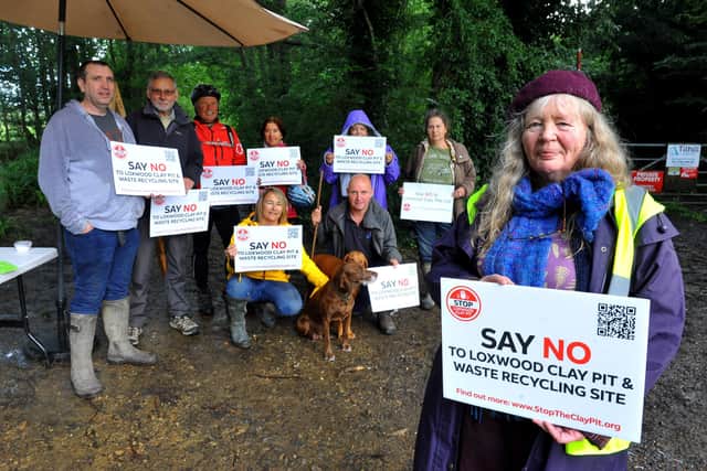 Dr Jill Sutcliffe with protesters at Loxwood: Photo: Steve Robards SR2108084 SUS-210908-115954001