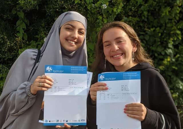 Miriam and Aya with their results