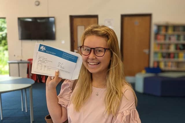 Jess with her results