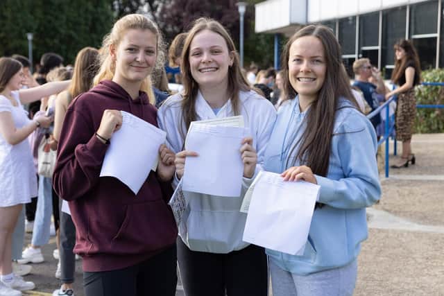 Delighted students receiving their results this morning
