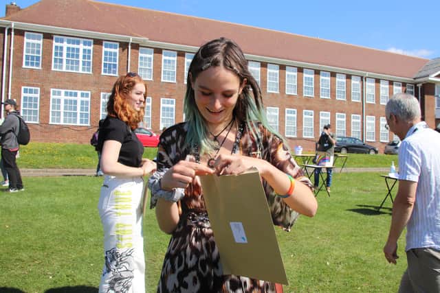 Students at Varndean College with their results