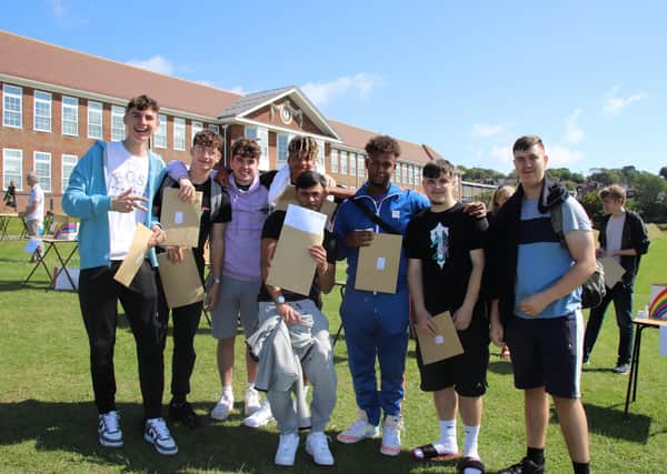 Students at Varndean College with their results