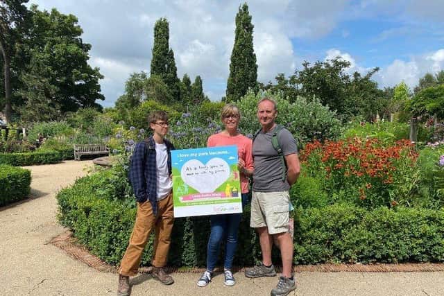 Stefen, Debbie and Scott Hepburn at Park House Sensory Garden in Horsham SUS-211008-104515001