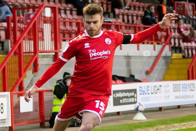 Archie Davies hit a dramatic late equaliser for Crawley Town in their game against Gillingham in the Carabao Cup. Picture by Jamie Evans/UK Sports Images Ltd
