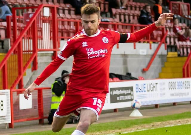 Archie Davies hit a dramatic late equaliser for Crawley Town in their game against Gillingham in the Carabao Cup. Picture by Jamie Evans/UK Sports Images Ltd
