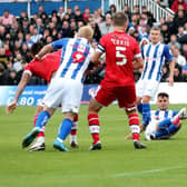 Gavan Holohan fires home Hartlepool United’s late winner against the Reds on Saturday. Picture by Mark Fletcher / MI News & Sport Ltd