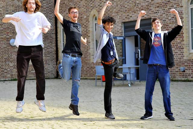 Jumping for joy - CFS students celebrate their A-Level results
