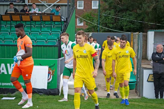 Chichester City on their way to the start of the season - coming out at Bognor in their final friendly / Picture: Neil Holmes