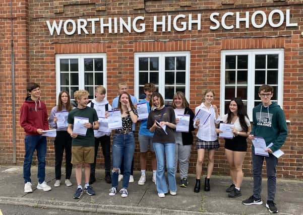 Year 11 students at Worthing High celebrate their GCSE results