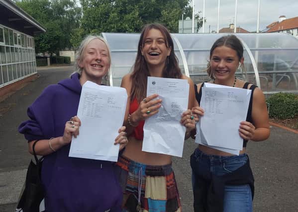 Students at Lewes's Priory School, on Mountfield Road, celebrating their GCSE results