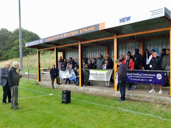 The refurbished stand is opened before Mile Oak's Cup clash with Punjab Utd / Picture: Stephen Goodger