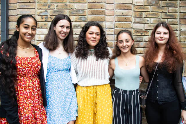 Celebrating success: Burgess Hill Girls students Meghana, Alice, Regina, Poppy and Georgina