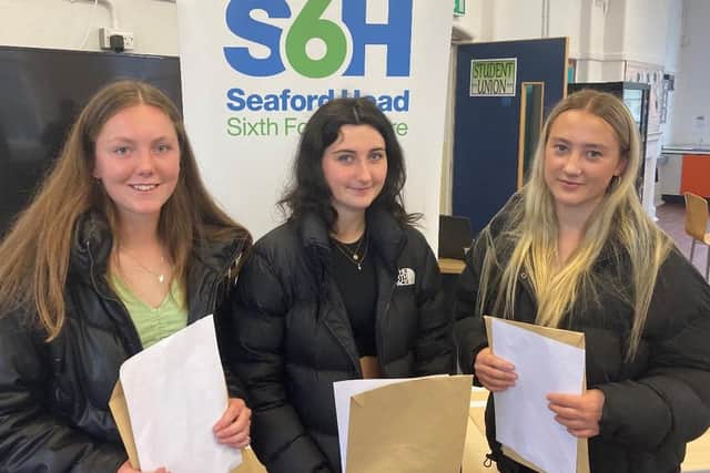 Ella McCaughan, who will study law at the University of Southampton; Eleanor Willoughby, who will study chemistry at the University of Bristol; and Natalia Kaye, who will study maths at the University of Bristol