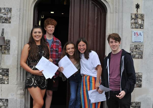 Delighted students at Shoreham College celebrate their GCSE results