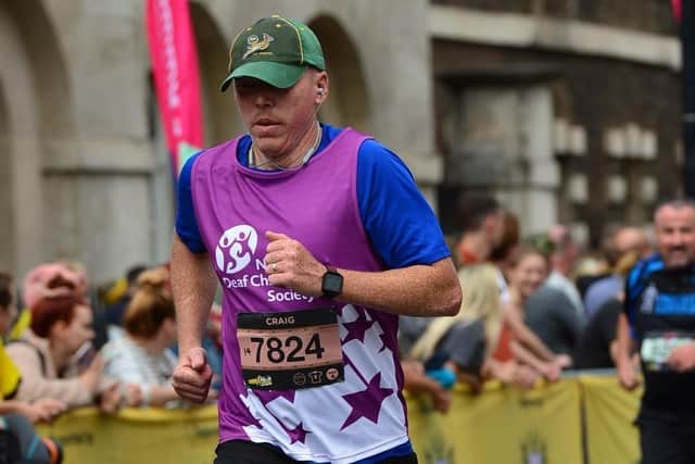 Craig Kotze from Burgess Hill was among the runners who completed the London Landmarks Half Marathon on Sunday (August 1). Picture: National Deaf Children’s Society.
