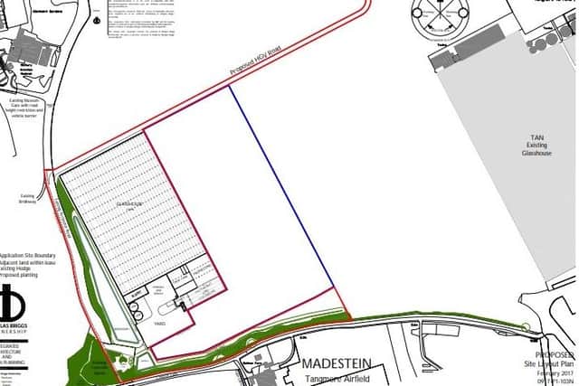 Proposed site layout for the new glasshouse on the former Tangmere Airfield site