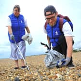 Lottery winners gather at Shoreham Beach for a beach clean. Picture: Steve Robards SR2108171