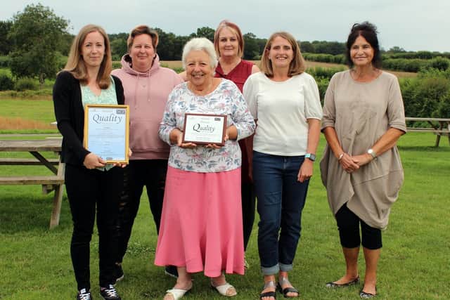 A national Gold Standards Framework (GSF) Quality Hallmark Award has been given to Rosedale Care Home in Horsham. Pictured from left to right: Hayley Crosby, Clare Bethell, Rosemary Pavoni, Sara Kohn, Miranda Morley and Madeline McConnell SUS-210818-144815001