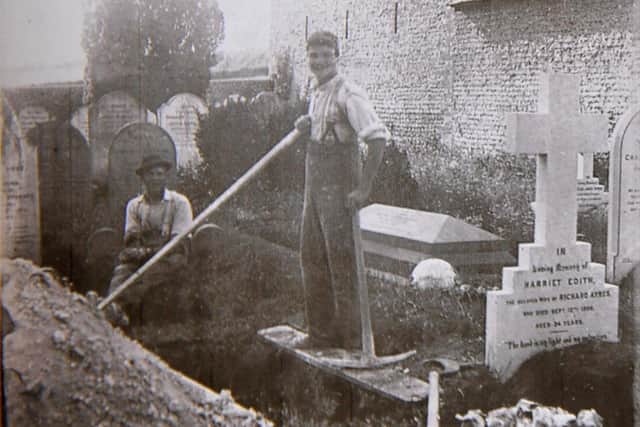 Who are these grave diggers and who was to be buried in this plot?