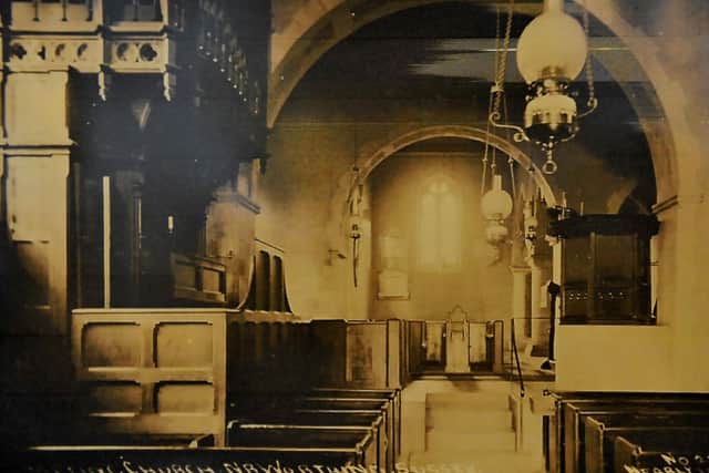 The Templars Chapel in the South Transept prior to the changes made in the 1970s, when five skeletons were discovered during an archaeological dig
