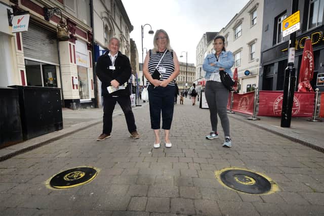 Councillors' bollard demo in Hastings town centre - raising awareness around the issue and improve town centre space for pedestrians.


L-R: Councillors Paul Barnett, Judy Rogers and Maya Evans SUS-210818-155202001