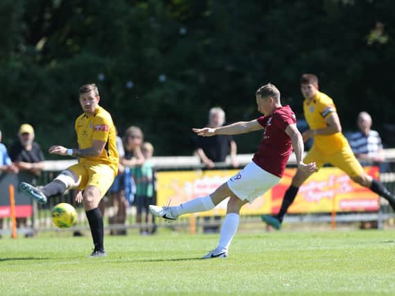 Dave Martin scores four minutes into his Hastings United debut / Picture: Scott White