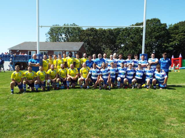 The sides line up for the annual President's XV v Chairman's XV at Hastings and Bexhill RFC