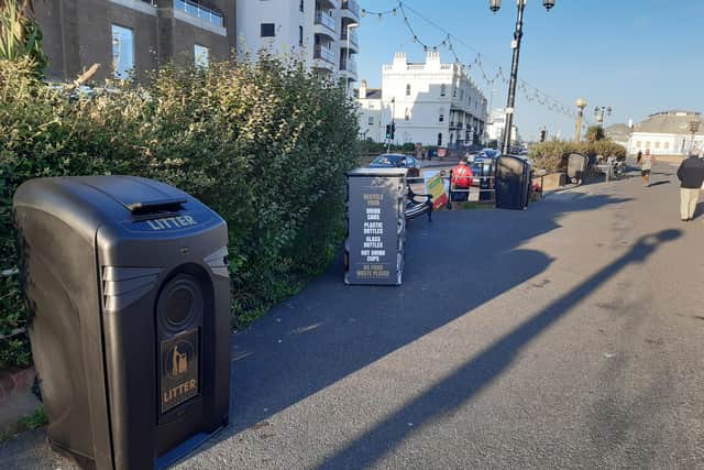 The bins join six new recycling bins that have been added to the area. Photo from Adur and Worthing Councils