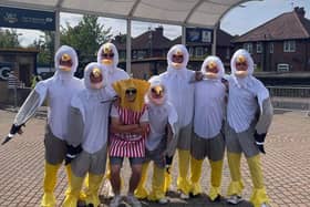 Will O'Donnell, Luke Bellars, Ollie Brown, Mike Rose, Tom Floyd and Harry Bryant were the Seagulls who chased Arran Brown, dressed as the chips.