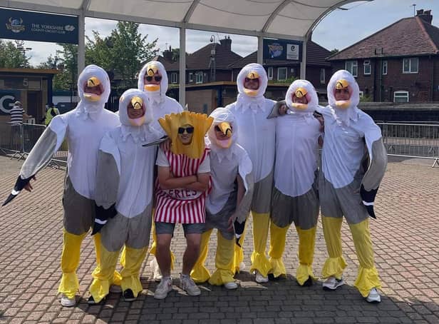 Will O'Donnell, Luke Bellars, Ollie Brown, Mike Rose, Tom Floyd and Harry Bryant were the Seagulls who chased Arran Brown, dressed as the chips.
