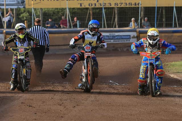 Eastbourne Eagles in action against Scunthorpe earlier in a season that is now - for them at least - over / Picture: Mike Hinves