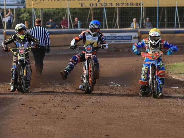 Eastbourne Eagles in action against Scunthorpe earlier in a season that is now - for them at least - over / Picture: Mike Hinves
