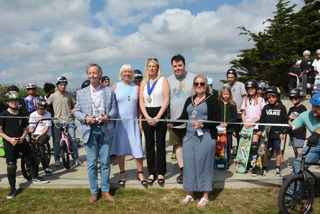 Arun District Council chairman Jim Brooks and Littlehampton mayor Michelle Molloy cut the ribbon to officially open Littlehampton Skatepark