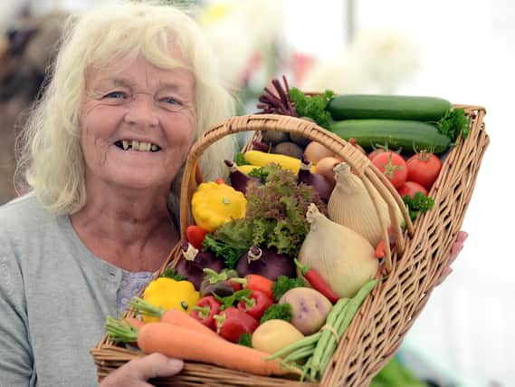 Pat Carter with her prize-winning box of vegetables at the 2018 Emsworth Show