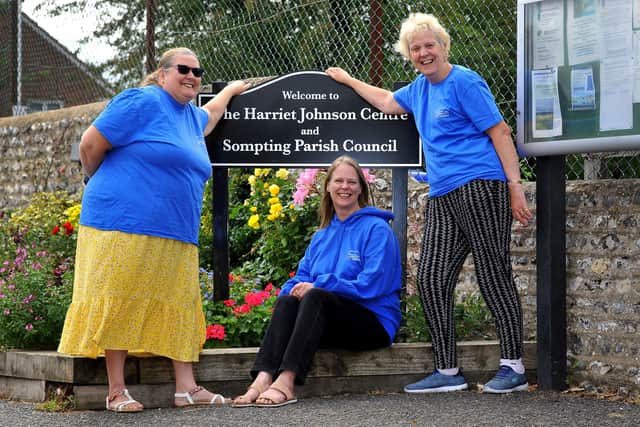Wendy Bray, centre, with Sompting Community Church members Triana Frost and June Hussey at the Harriet Johnson Centre in Sompting, where she is hosting her Pamper & Sparkle event. Picture: Steve Robards SR2108313