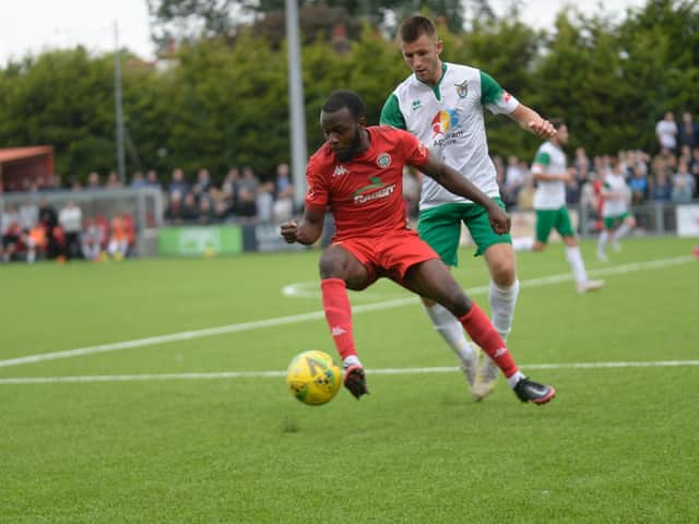 Marvin Armstrong on the ball for Worthing against Bognor - when Adam Hinshelwood thought his side played well despite the result / Picture: Marcus Hoare