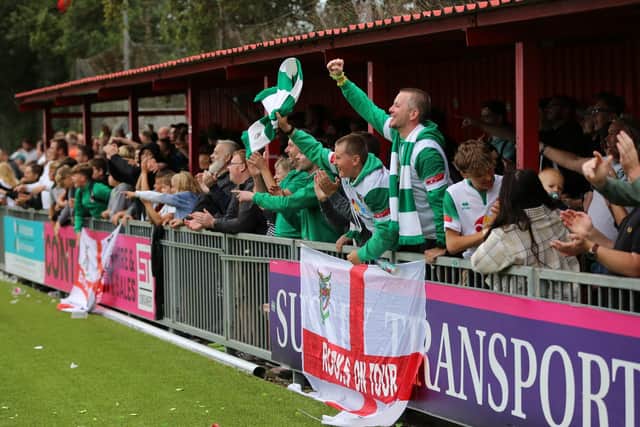 Bognor's fans enjoy themselves at Worthing / Picture: Martin Denyer