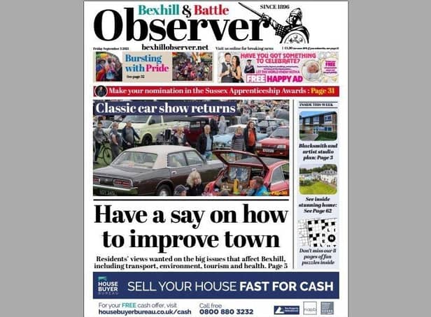 Today's front page of the Bexhill and Battle Observer SUS-210209-114935001