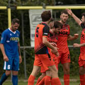 Midhurst in recent goal celebration mode at Selsey / Picture: Chris Hatton